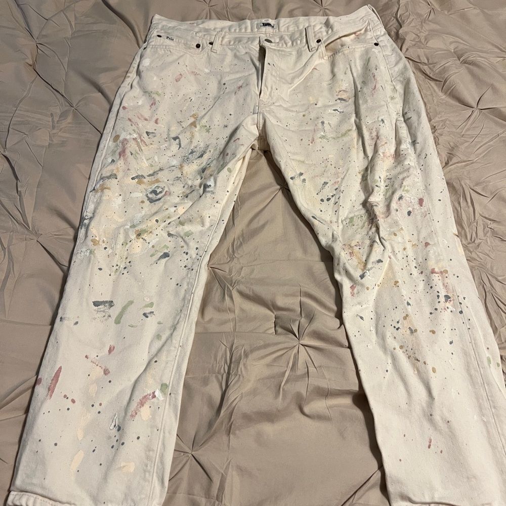 White Paint Splatter Jeans